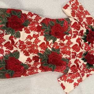 L'ATISTE floral embroidery dress perfect for a weeding brick and green Dress